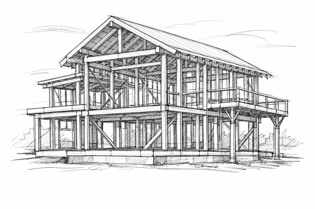Low Impact Design House Frame During Construction