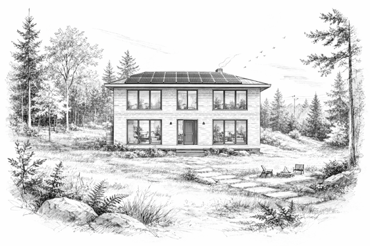 Low Impact Design House Facade Sketch