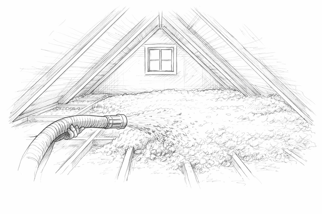 Low Impact Design Sketch Air Blown Cellulose in Attic