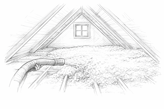 Low Impact Design Sketch Air Blown Cellulose in Attic