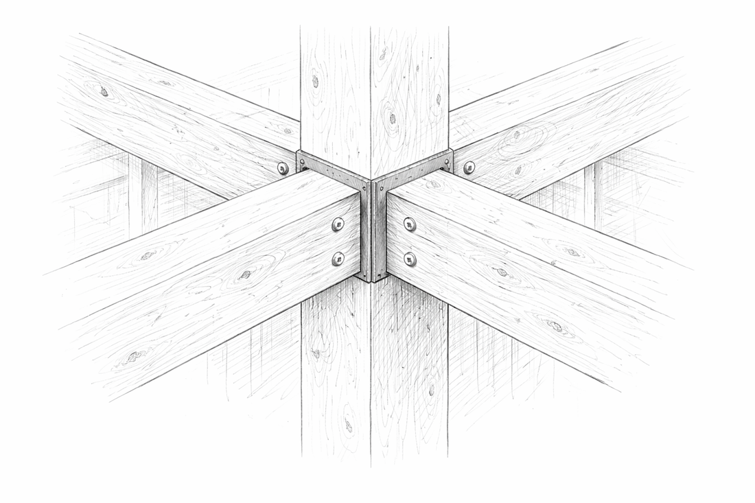 Low Impact Design Sketch Post and Beam Connector